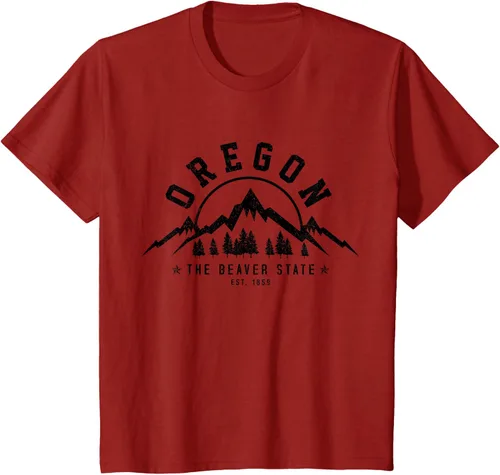Vista 44 de Oregon The Beaver State Est. 1859 Vintage Mountains - Camiseta de regalo, gris, S