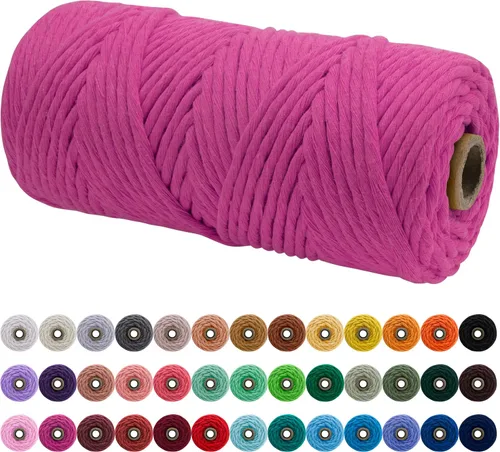 Vista 71 de JeogYong Cordón de macramé de un solo hilo 3 mm x 109 yardas (328 pies) Cuerda de algodón suave Hilo de macramé de 3 mm, suministros de macramé