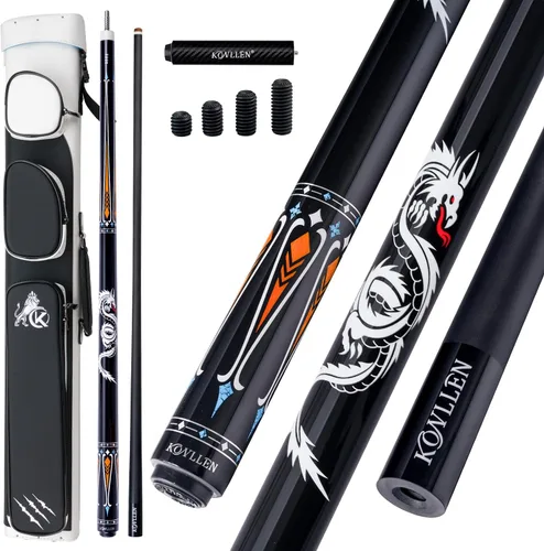 Vista 26 de KONLLEN Carbon Fiber Pool Cue 2.0 – 58" Low Deflection Performance Cue for Improved Accuracy & Consistency, 12.5mm Tip, Pro Taper