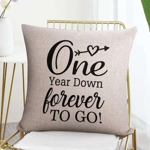 Vista 7 de One Year Down Forever to Go - Fundas de almohada decorativas de 16 x 16 pulgadas, funda de cojín cuadrada con acento de San Valentín para sofá