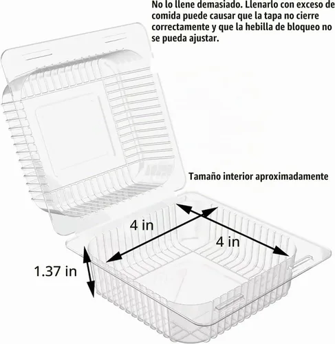 Vista 3 de 100 Piezas Recipientes de Plástico Transparente para Llevar, Recipiente Desechable Tipo Almeja para Postres con Tapa, para Ensaladas, Pasta