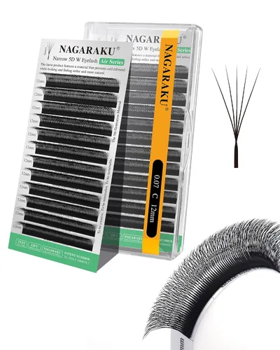 Vista 22 de NAGARAKU Extensiones de pestañas prefabricadas en abanico 3D W 0.05 C 0.315 0.05-C 3D W