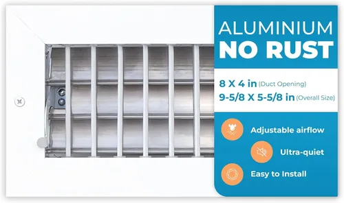Vista 12 de Cubiertas de ventilación de aire de aluminio de 6 x 4 pulgadas (apertura de conductos) para rejilla de aire acondicionado de pared, cubierta