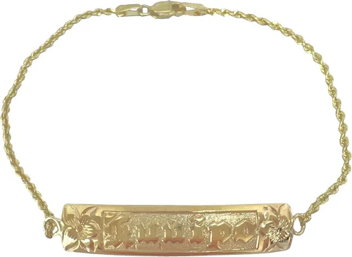 Vista 2 de Zero Gravity Hawaii Hawaiian Jewelry - Pulsera personalizada de oro de 14 quilates con tu nombre
