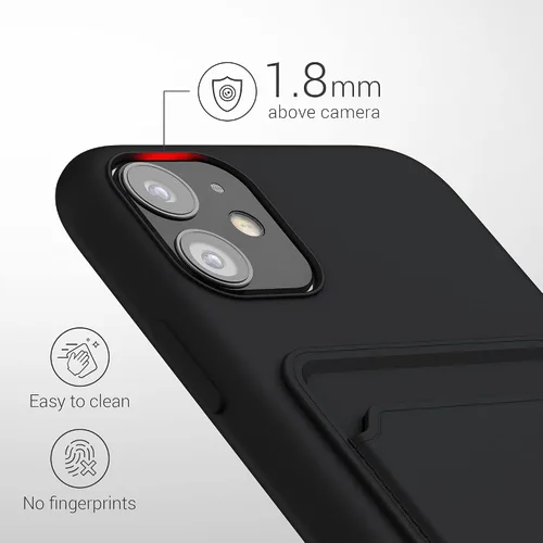 Vista 3 de kwmobile Funda compatible con Apple iPhone 11 - Funda de TPU con tarjetero de crédito, color negro