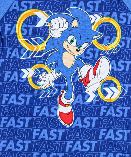 Vista 5 de Sonic The Hedgehog Conjunto de pijama de 4 piezas con camisa y pantalones de manga larga para niños