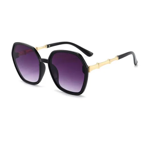 Vista 4 de Gafas llanas de mujer de gran tamaño marco protector solar gafas de sol de moda espejo de bambú piernas gafas de sol (marco de té marrón)