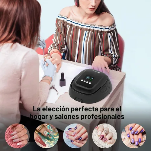Vista 7 de Purtato Lámpara de uñas LED UV recargable inalámbrica de 126 W con gran espacio, mango y reposapiés, secador de uñas de gel de curado rápido con 4