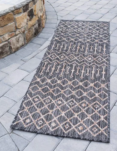 Vista 99 de Unique Loom Outdoor Trellis Collection - Alfombra de área con diseño de enrejado tribal (2 pies 2 pulgadas x 3 pies 1 pulgada, ovalada, azul/marfil)