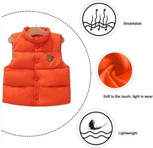 Vista 5 de LANBAOSI Chaleco de invierno lindo de cuello alto para bebés y niñas y niños