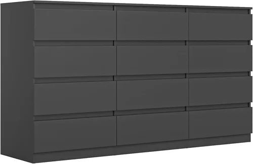 Vista 26 de Vibe & Dine Cómoda Doble de 8 Cajones, Cómoda Moderna con Almacenamiento Amplio para Closet, Dormitorio, Sala de Estar, Negro