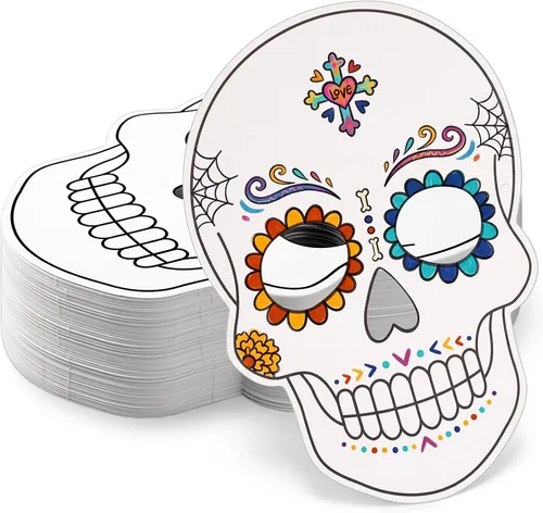 Vista 8 de Dia De Los Muertos Mask Craft Kit, Day of The Dead Color Skull Mask