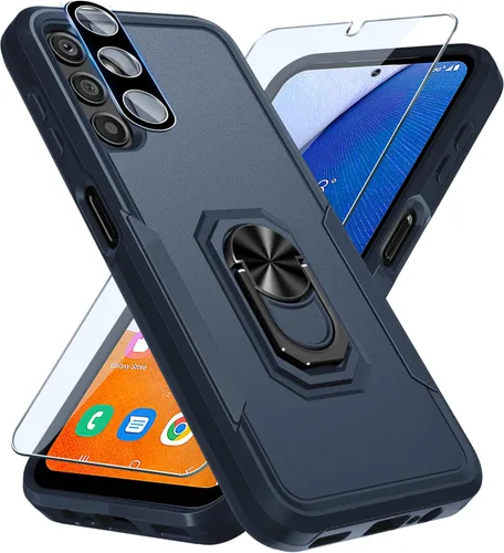 Vista 15 de Janmitta Funda compatible con Samsung Galaxy A14 5G con protector de pantalla + protector de lente de cámara, funda resistente de servicio pesado