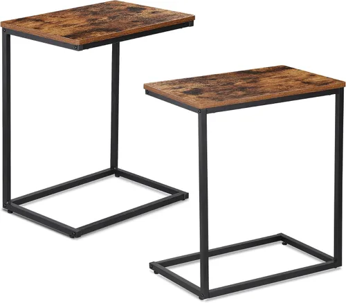 Vista 9 de ZENY Mesa auxiliar en forma de C, mesa auxiliar para sofá, sofá y cama, bandeja de TV, mesa C de escritorio para sala de estar, dormitorio, 13.8 x