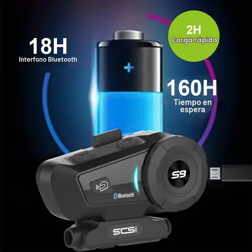 Vista 7 de S-9 - Auriculares Bluetooth para casco de motocicleta de 6,561.7 ft, 6 intercomunicadores, auriculares Bluetooth para motocicleta con cancelación