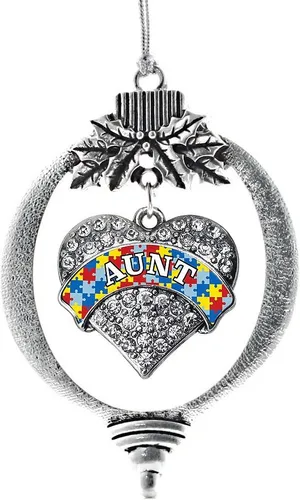 Vista 102 de Inspired Silver - Adorno con dije de hermana gemela - Adornos navideños de plata con circonitas cúbicas