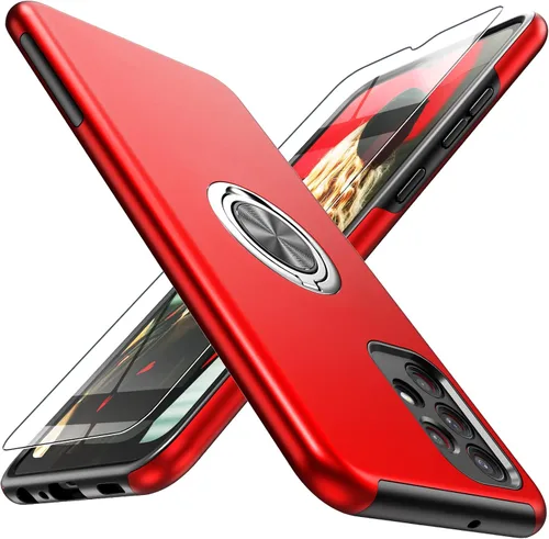 Vista 15 de Funda para Samsung Galaxy S26 con protector de pantalla de vidrio templado, híbrida 2 en 1, funda protectora delgada duradera con anillo magnético