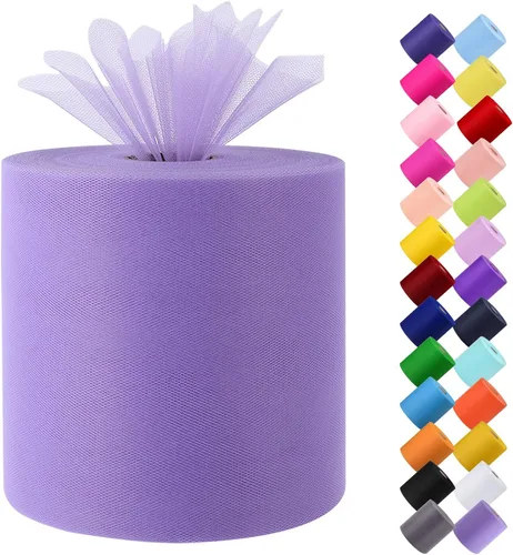 Vista 22 de Rollo de tela de tul, 6 pulgadas por 200 yardas (600 pies), carrete de tela de organza de tul para bricolaje, falda tutú, decoración de baby shower