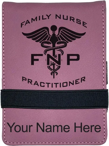 Vista 13 de Mini bloc de notas, FNP Family Nurse Practicer, grabado personalizado incluido (negro con dorado)
