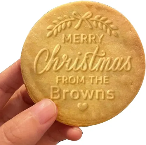 Vista 14 de Sello de galletas de Navidad personalizable 2025 con nombre de familia, sorpresa navideña para entusiastas de la repostería (diseño A)