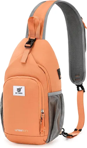 Vista 7 de SKYSPER - Mochila cruzada con bloqueo RFID, mochila de bandolera, mochila para el hombro y el pecho, mochila de viaje y senderismo, para mujeres