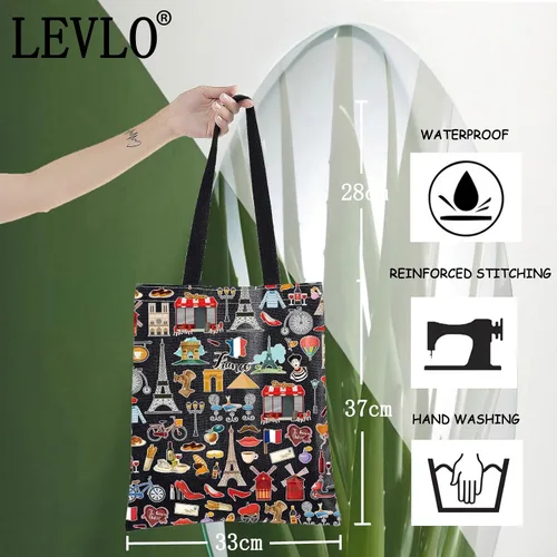 Vista 2 de LEVLO Francia Travel Culture Gift French Theme Travel Pouch Bag Paris Landmarks Gift French Souvenir Gift, Francia BT, Bolsa de cosméticos