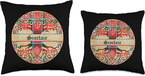 Vista 3 de Bagtown Clans Sinclair Clan - Almohada de tartán con apellido escocés, 16 x 16 pulgadas, multicolor