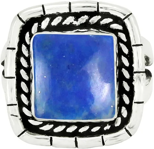 Vista 2 de Anillos hechos a mano para mujer, anillos de piedras preciosas para mujer, anillos cuadrados de piedra para mujer, anillos chapados en plata