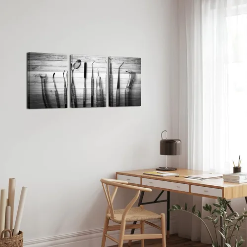 Vista 3 de RnnJoile Arte dental, herramientas de equipo dental, impresiones de lienzo para pared, oficina médica, odontología, decoración de pared, listo