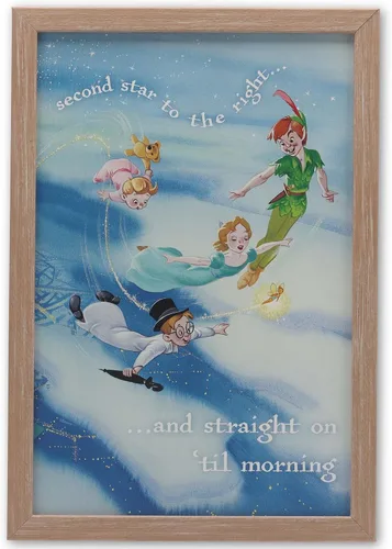 Vista 9 de Disney Peter Pan - Decoración de pared de madera enmarcada con libro dorado – Ilustración de libro de cuentos, arte de pared de Peter Pan