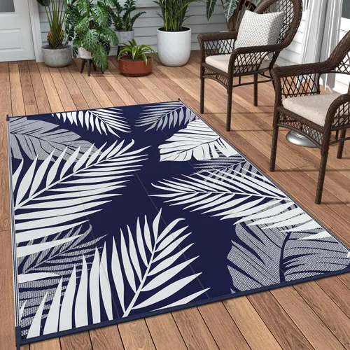 Vista 22 de GENIMO - Alfombra para exteriores de 6 x 9 pies, para patio, espacios amplios, reversible, de pajillas de plástico, alfombra impermeable para Azul