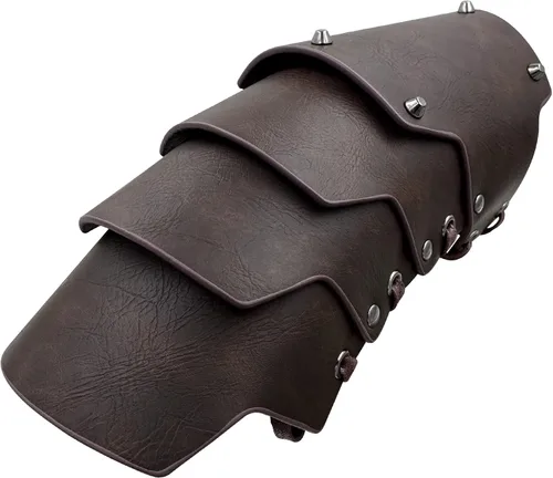 Vista 3 de HiiFeuer Brazo medieval de piel sintética de 4 capas, armadura de brazo, guanteletes mercenarios de la Edad Media, Guardias de brazo de arquero