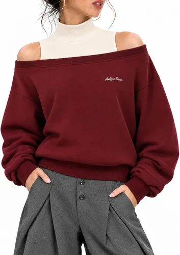 Vista 13 de Aelfric Eden Sudadera de cuello alto falso con hombros descubiertos para Gris Stone