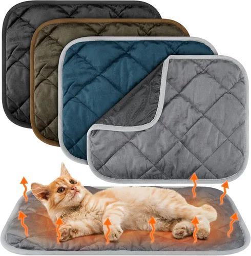 Vista 21 de Paquete de 4 Almohadillas Autocalentables para Gatos, Alfombrilla Autocalentable para Perros que Refleja el Calor Corporal, Almohadilla Térmica Negro
