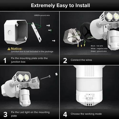 Vista 6 de SANSI Luces Exteriores con Sensor de Movimiento de 28W 3500LM, Reflectores Exteriores con Sensor de Movimiento, Luces de Seguridad Detector con 4