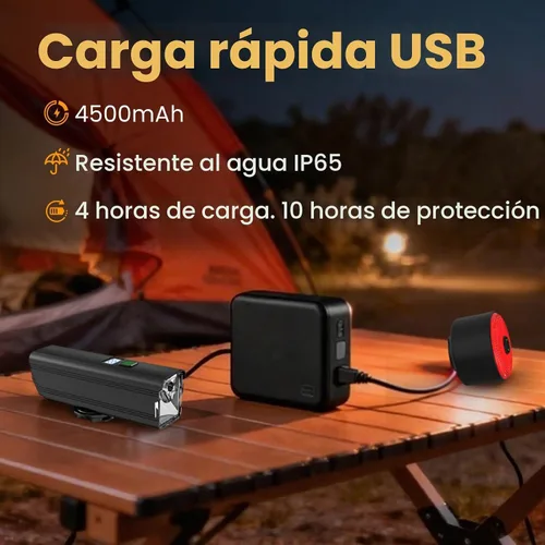 Vista 7 de Bike Light for Night Riding, 2000LM/1000LM Bicycle Headlight & Taillight, Multiple Modes,3000mAh/2000mAh USB C Rechargeable Waterproof LED Bright