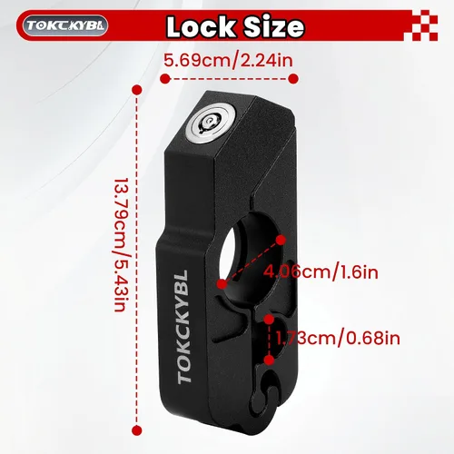 Vista 2 de Cerradura de motocicleta, casco antirrobo, bloqueo de freno y manillar, universal para motocicletas, cuatrimotos, motos de cross, ciclomotores, Negro