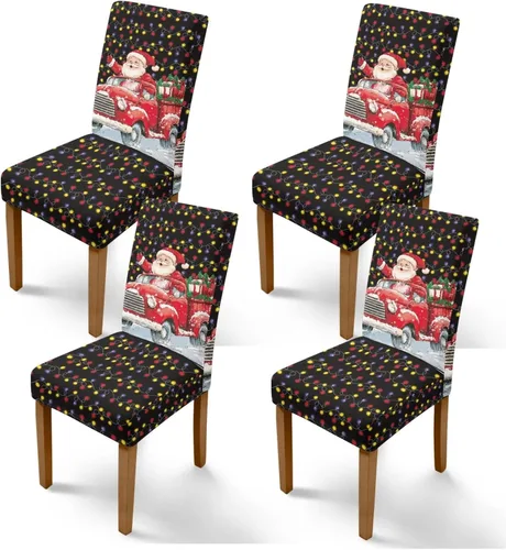 Vista 56 de Rnyleeg Juego de 1 fundas navideñas para sillas de comedor, color azul oscuro, fundas protectoras extraíbles y lavables para sillas de cocina