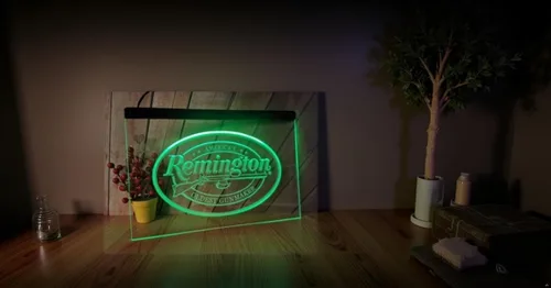 Vista 2 de Letreros de caza de armas de fuego personalizados, luz LED de neón para pared, para dormitorio, bar, fiesta, Navidad, boda, noche, decoración