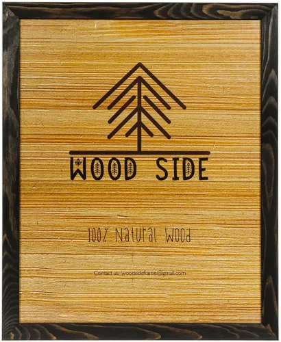 Vista 10 de Portarretratos de póster de madera rústica 11x17 - Madera maciza natural ecológica con acabado envejecido para montaje en pared - Azul