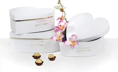 Vista 9 de UNIKPACKAGING Juego de 3, flores en forma de corazón/cajas de regalo (negro)