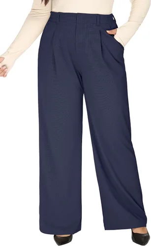 Vista 7 de Pantalones de vestir de pierna ancha de talla extragrande 1X-5X para mujer