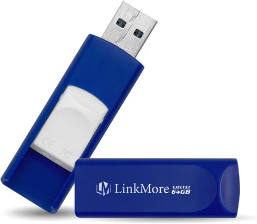 Vista 2 de LinkMore Unidad flash USB de 64 GB, EJECT32 retráctil, hasta 100 MB/s de Azul (EJ32)