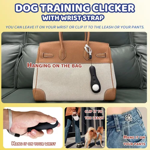 Vista 6 de Clickers de entrenamiento para perros con correa de muñeca, clicker de entrenamiento para mascotas como perros, gatos, caballos, pájaros, delfines