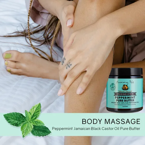 Vista 6 de Sunny Isle Aceite de ricino negro jamaicano con mantequilla pura infundida con aceite de menta 4 oz Cuidado natural del cabello y la piel