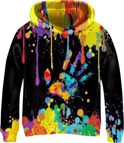 Vista 32 de Linnhoy Sudaderas con capucha para niños y niñas con estampado digital 3D de 6 a 15 años Cbai Blanco