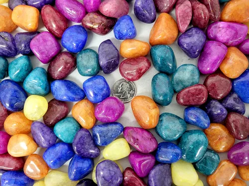 Vista 3 de Piedras de cristal de cuarzo agrietado pulidas y pulidas de 1 libra, piedras preciosas decorativas grandes y coloridas, cristales a granel