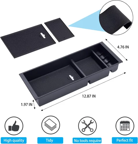 Vista 4 de PIMCAR Compatible con Ford 2015-2020 F150, 2017-2022 F250 F350 F450, 2018-2024 Expedition Organizador de consola central y protector de reposabrazos