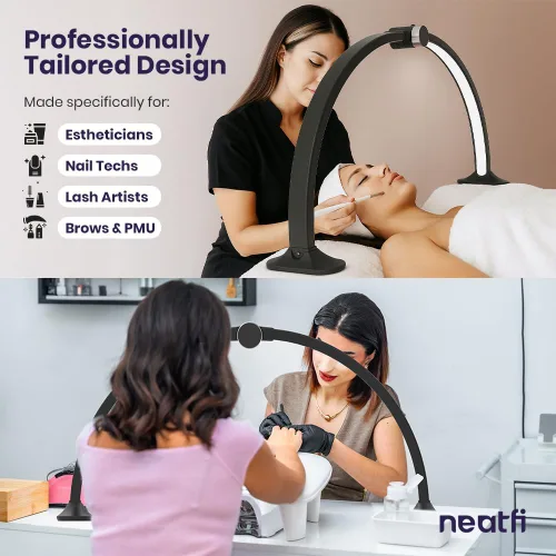 Vista 5 de Neatfi Luz de Media Luna para Lámpara de Escritorio de Uñas, Lámpara de Mesa, Múltiples Modos de Iluminación de Escritorio para Esteticistas
