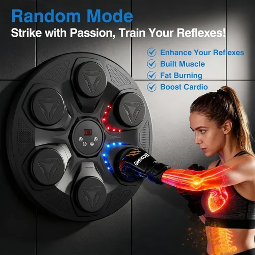 Vista 4 de Upgrade Music Boxing Machine For Adults Kids, Interactive Music Punching Machine with Gloves 12 Modes 12 Speeds, Wall Mounted Electronic Boxing